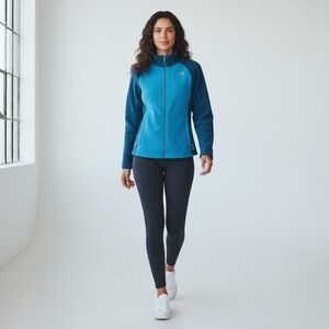 The North Face Blue Fleece Jacket Womens Small Petite Full Zip Cozy Winter Layer